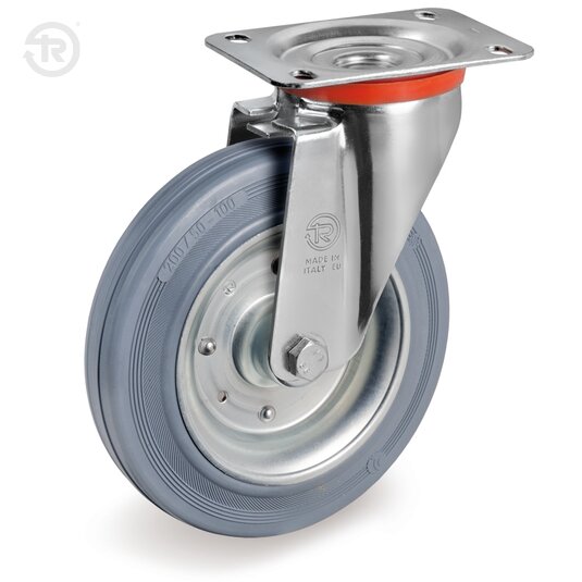 Ruote In Gomma Grigia, Supporto Rotante NL — Tellure Rota