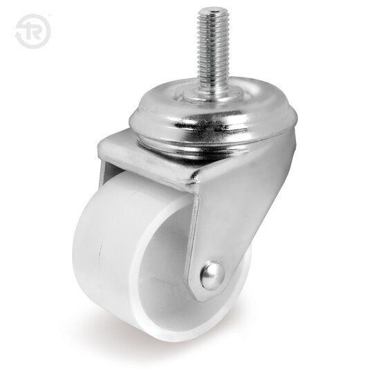 White Polyamide 6 Wheels, Swivel Castor With Stem — Tellure Rota