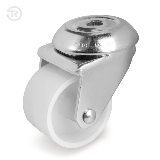 White Polyamide 6 Wheels, Swivel Castor With Bolt Hole — Tellure Rota