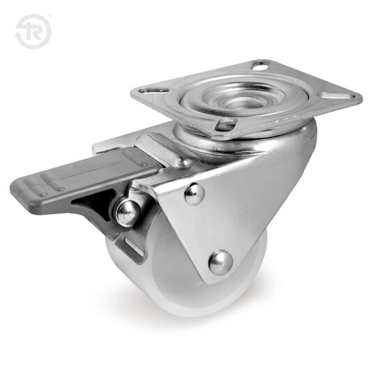 White Polyamide 6 Wheels, Swivel Castor, Brake — Tellure Rota