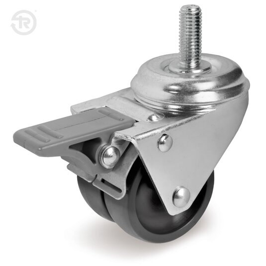 Ruote In Poliammide 6 Gemellate, Supporto Rotante Codolo, Freno — Tellure Rota