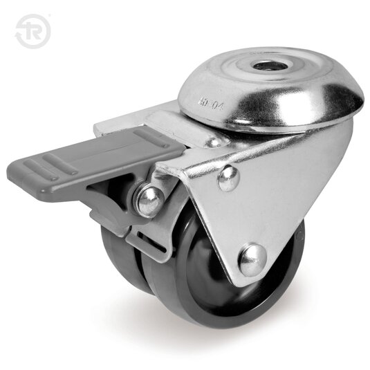 Ruote In Poliammide 6 Gemellate, Supporto Rotante Foro Passante, Freno — Tellure Rota