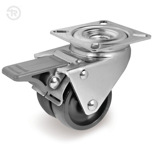 Ruote In Poliammide 6 Gemellate, Supporto Rotante, Freno — Tellure Rota