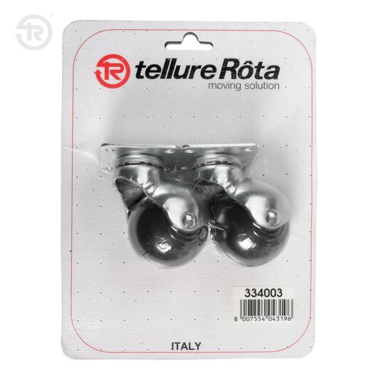 Spherical Rubber Furniture Wheels With Plate, Pack Of 2 — Tellure Rota