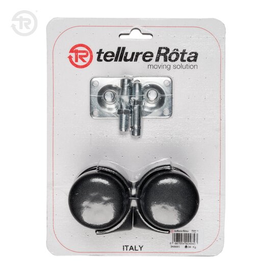 Ruote Per Sedie Gemellate In Poliammide 6 Nero, Confezione 2 Pezzi — Tellure Rota