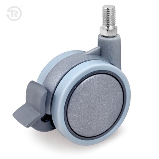 Ruote Per Sedie Gemellate In Poliammide 6 Grigio, Codolo, Freno — Tellure Rota