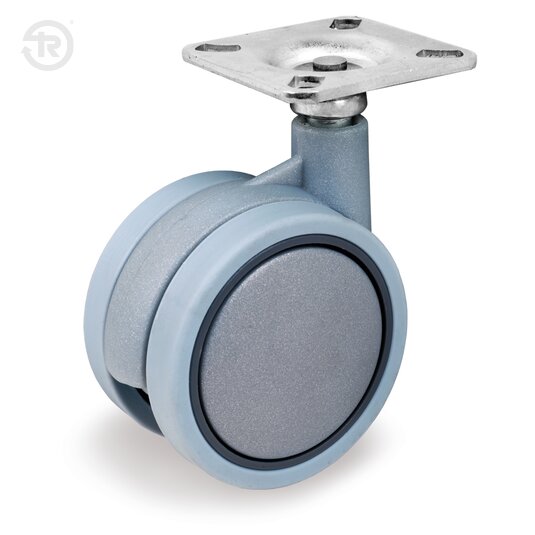 Ruote Per Sedie Gemellate In Poliammide 6 Grigio, Piastra — Tellure Rota