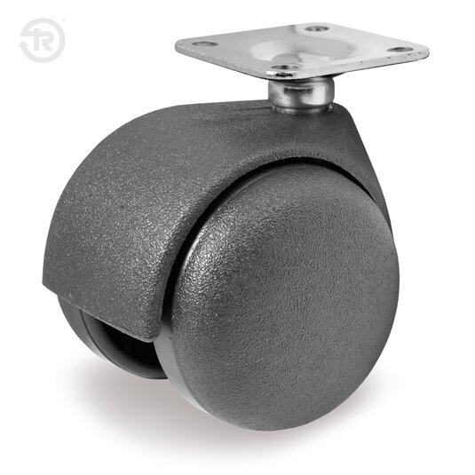 Ruote Per Sedie Gemellate In Poliammide 6 Nero, Piastra — Tellure Rota