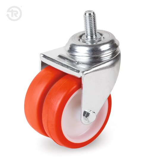 FR Ruote Gemellate In Poliuretano Termoplastico, Supporto Rotante Codolo, Freno — Tellure Rota