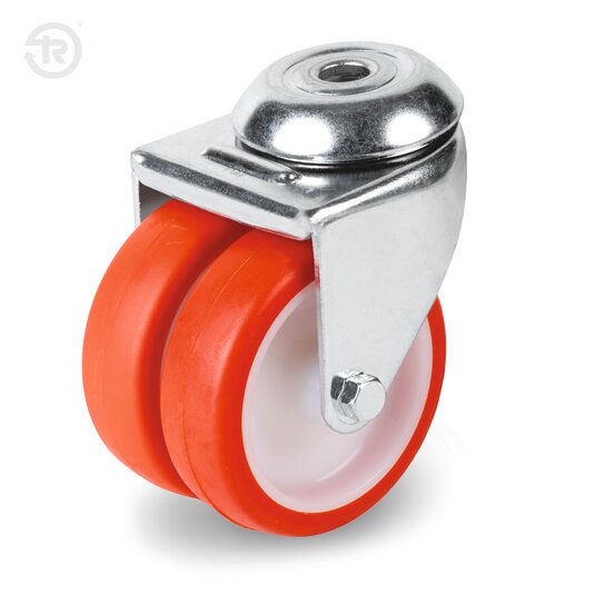 Ruote Gemellate In Poliuretano Termoplastico, Supporto Rotante Foro Passante — Tellure Rota