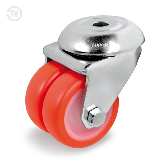 Ruote Gemellate In Poliuretano Termoplastico, Supporto Rotante Foro Passante — Tellure Rota