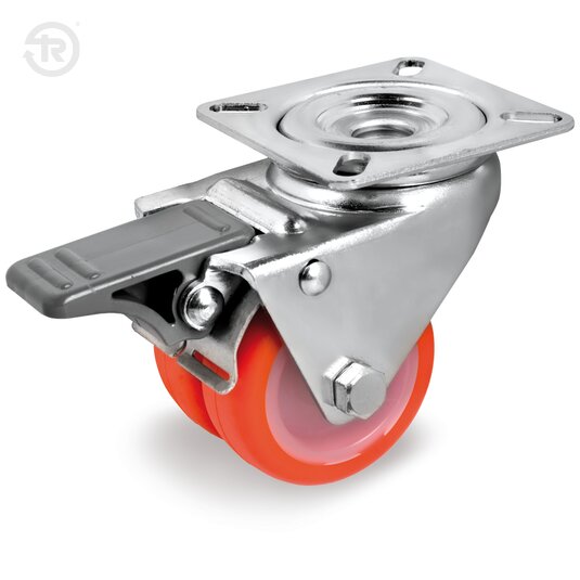 Ruote Gemellate In Poliuretano Termoplastico, Supporto Rotante, Freno — Tellure Rota