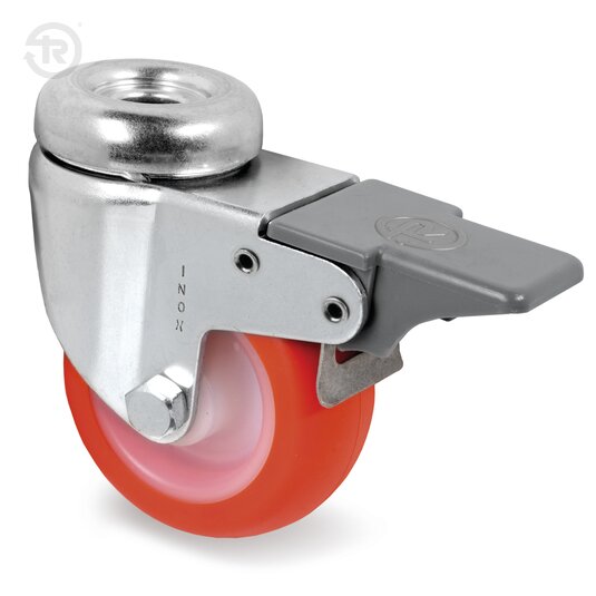 Ruote In Poliuretano Termoplastico, Supporto Rotante Foro Passante Inox — Tellure Rota