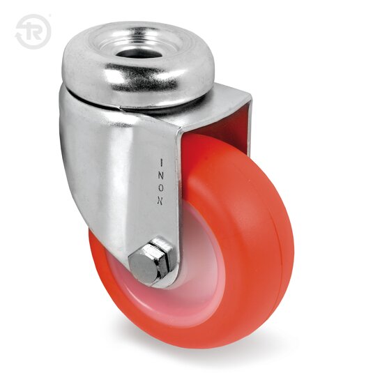 Ruote In Poliuretano Termoplastico, Supporto Rotante Foro Passante Inox — Tellure Rota