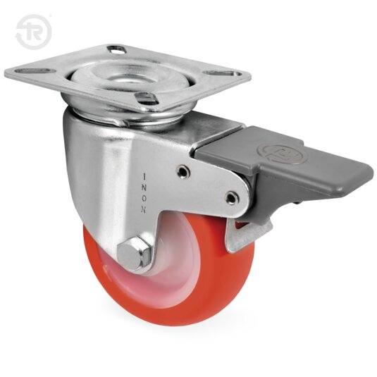 Ruote In Poliuretano Termoplastico, Supporto Rotante Inox, Freno — Tellure Rota