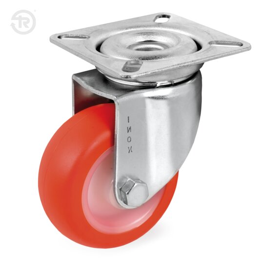 Ruote In Gomma Termoplastica, Supporto Rotante Piastra Inox — Tellure Rota