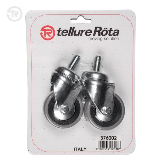 Rubber Wheels With Thread Guards, Swivel Castor With Stem, Pack Of 2 — Tellure Rota