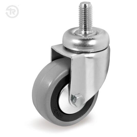 Rubber Wheels With Thread Guards, Swivel Castor With Stem — Tellure Rota