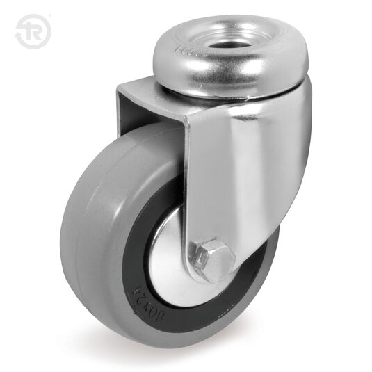 Rubber Wheels With Thread Guards, Swivel Castor With Bolt Hole — Tellure Rota