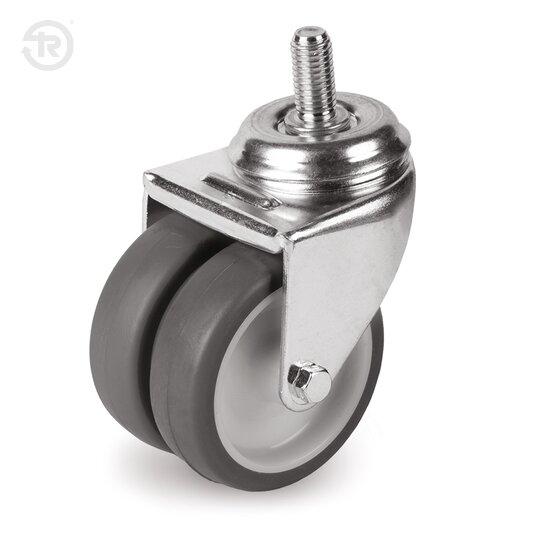 FR Ruote Gemellate In Gomma Termoplastica, Supporto Rotante Codolo, Freno — Tellure Rota