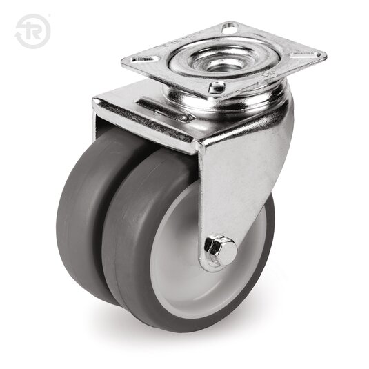 FR Ruote Gemellate In Gomma Termoplastica, Supporto Rotante, Freno — Tellure Rota