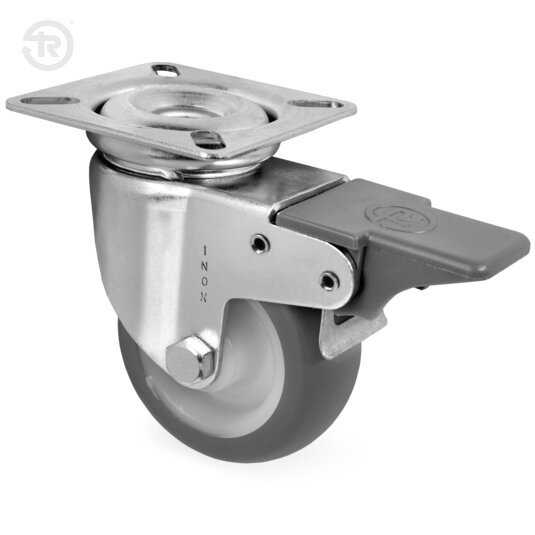 Ruote In Gomma Termoplastica, Supporto Rotante Inox, Freno — Tellure Rota