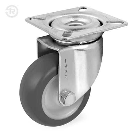 Ruote In Gomma Termoplastica, Supporto Rotante Inox — Tellure Rota