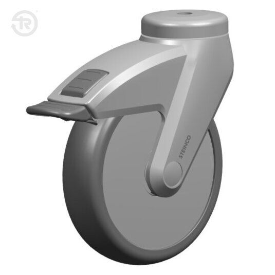 Ruote Steinco In Gomma Termoplastica Con Supporto Rotante Foro Passante In Poliammide 6, Con Freno — Tellure Rota