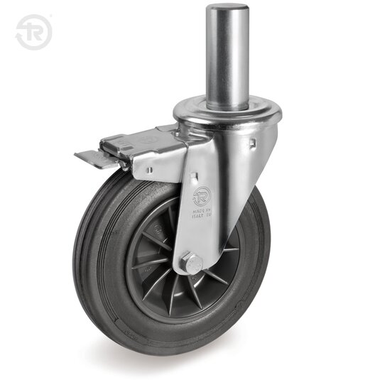 Rubber Wheels, Swivel Castor NL With Stem, Brake — Tellure Rota