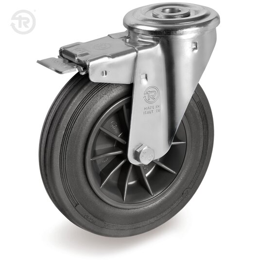 Rubber Wheels, Swivel Castor With Bolt Hole NL, Brake — Tellure Rota