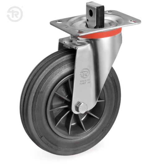 Rubber Wheels, Swivel Castor NL, Hexagonal Brake — Tellure Rota
