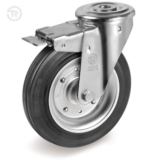 Rubber Wheels, Swivel Castor With Bolt Hole NL, Brake — Tellure Rota