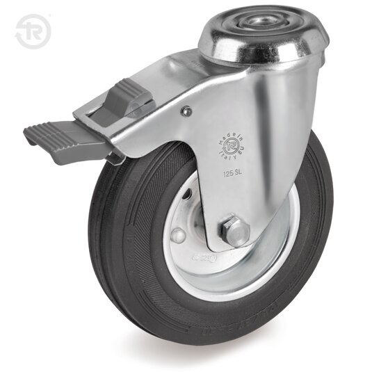 Rubber Wheels, Swivel Castor With Bolt Hole SL, Brake — Tellure Rota