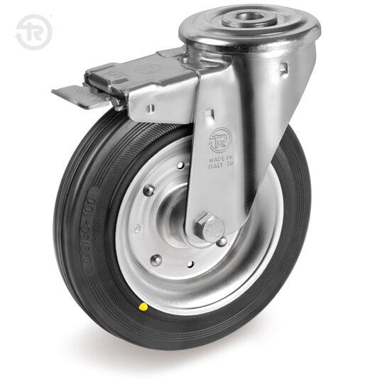 Conductive Rubber Wheels, Swivel Castor With Bolt Hole NL, Brake — Tellure Rota