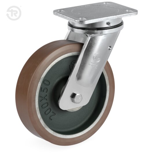 FR R TR Powerhigh Polyurethane Wheels With Electrowelded Swivel Castor And Brake — Tellure Rota