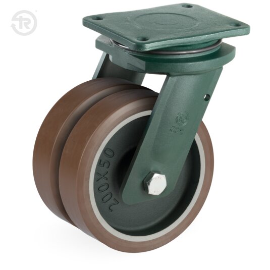 FR TR Powerhigh Polyurethane Wheels With Twin Welded Swivel Castor And Brake — Tellure Rota