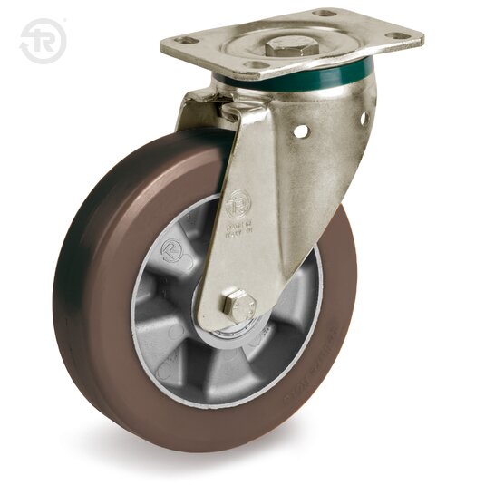 Ruote In Poliuretano TR Powerhigh Alto Spessore, Supporto Rotante PT — Tellure Rota