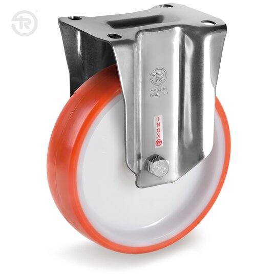 Thermoplastic Polyurethane Wheels, Stainless Steel Fixed Castor NLX — Tellure Rota
