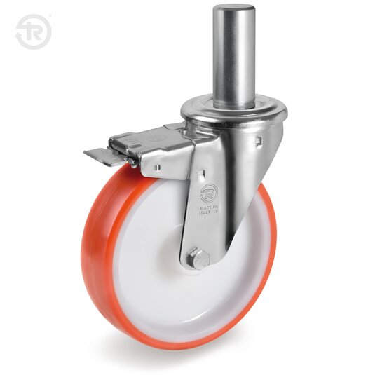 Thermoplastic Polyurethane Wheels, Swivel Castor NL With Stem, Brake — Tellure Rota