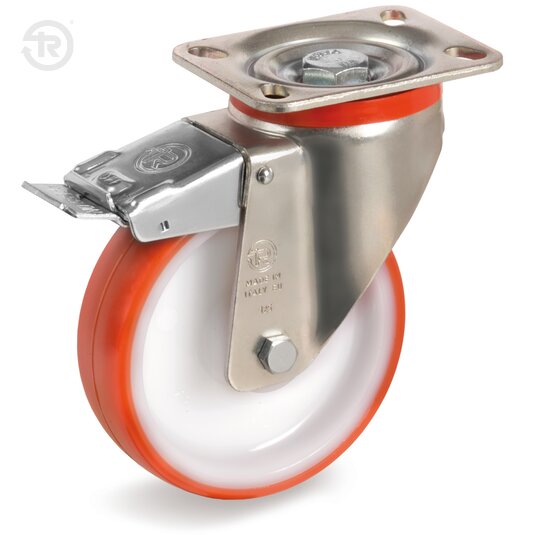 Thermoplastic Polyurethane Wheels, Swivel Castor P, Front Brake — Tellure Rota