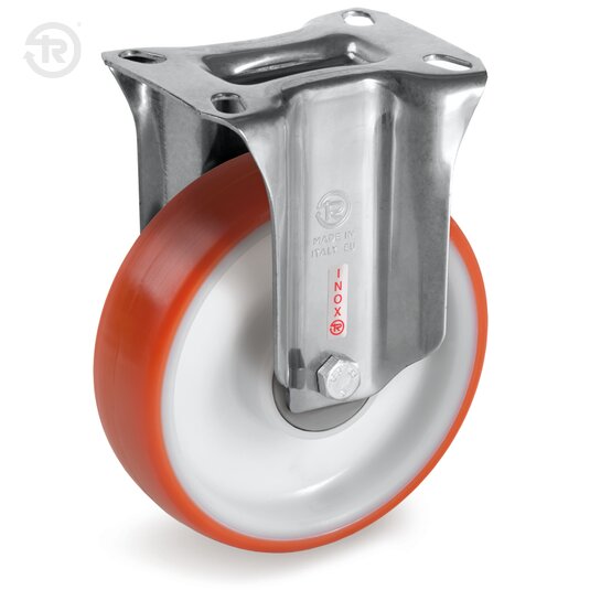 Thermoplastic Polyurethane Wheels, Stainless Steel Fixed Castor NLX — Tellure Rota