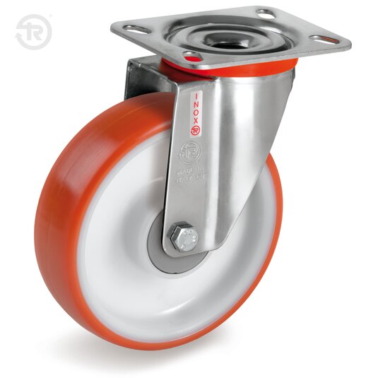 Thermoplastic Polyurethane Wheels, Stainless Steel Swivel Castor NLX — Tellure Rota