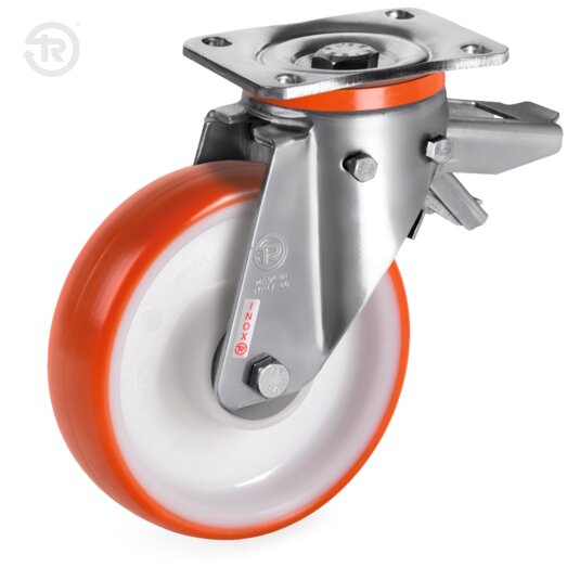 Thermoplastic Polyurethane Wheels, Stainless Steel Swivel Castor Px, Brake — Tellure Rota