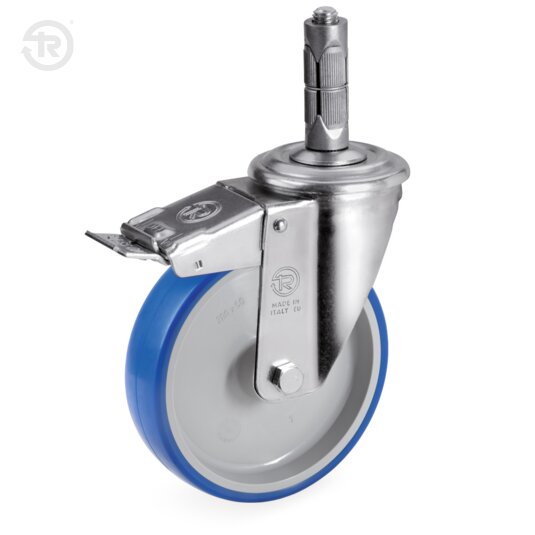 Soft Thermoplastic Polyurethane Wheels, Swivel Castor NL With Expander, Brake — Tellure Rota