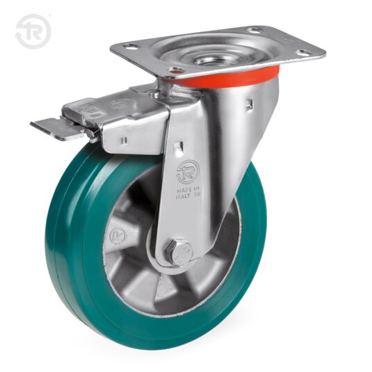 TR Roll Polyurethane Wheels With High Thickness, Swivel Castor NL, Brake — Tellure Rota