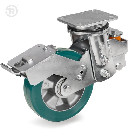 TR Roll Polyurethane Wheels With High Thickness, Sprung Swivel Castor, Brake — Tellure Rota