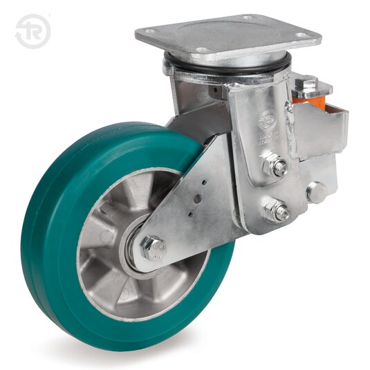 Ruote In Poliuretano TR Roll Alto Spessore, Supporto Rotante Molleggiato — Tellure Rota