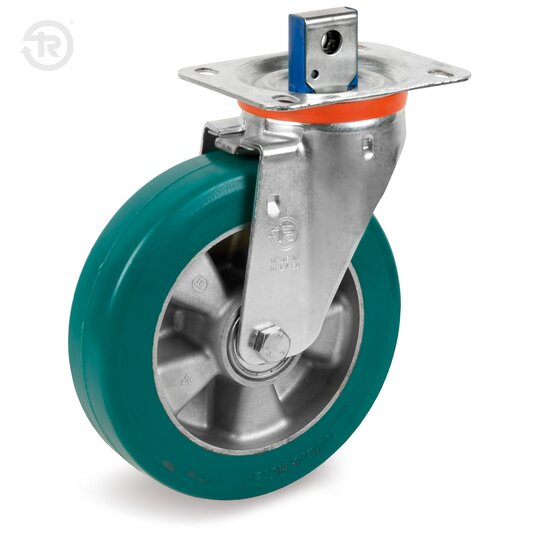 High Thickness TR Roll Polyurethane Wheels With NL Swivel Castor And Hexagonal Brake — Tellure Rota