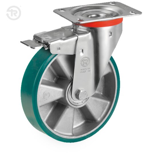 TR Roll Polyurethane Wheels, Swivel Castor NL, Brake — Tellure Rota