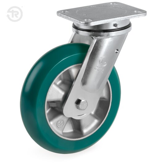 TR Roll Polyurethane Wheels With Round Profile, Swivel Castor Ee Mhd — Tellure Rota